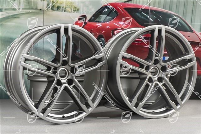 19"-inch alloy wheel set Macan Turbo/Sport Design, 8,5J x 19 ET21 + 9J x 19 ET21, platinum satin-matt