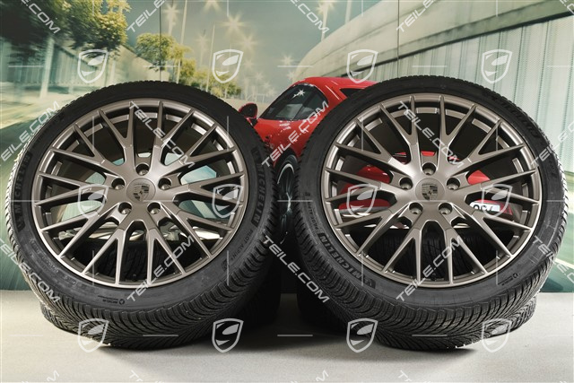 21" Panamera Exclusive Design Koła zimowe, komplet, felgi 9,5J x 21 ET71 + 10,5J x 21 ET71 + NOWE opony zimowe Michelin Pilot Alpin 5 275/35 R21 + 315/30 R21, Turbonit