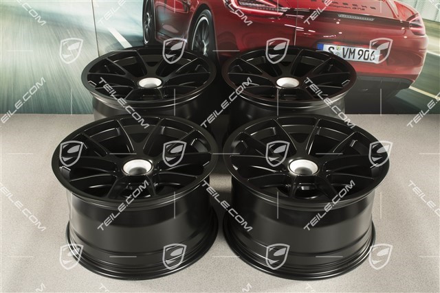 18" rims set GT3 CUP, 10,5J x 18 ET28 + 12J x 18 ET53, in black satin-mat