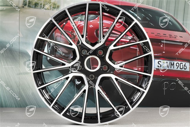 21-inch wheel rim set Cayenne RS Spyder, 11J x 21 ET58 + 9,5J x 21 ET46, black high gloss