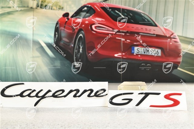 "Cayenne GTS" lettering / logo in black with red S