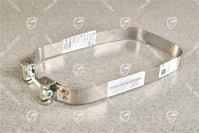 Tensioning / restraining strap / clamp, windshield wash system reservoir / tank
