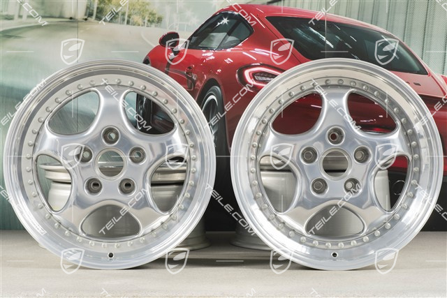 18-inch Alloy wheel rim set, Turbo 3.6, 10J x 18 ET61 + 8J x 18 ET52, Speedline, polished