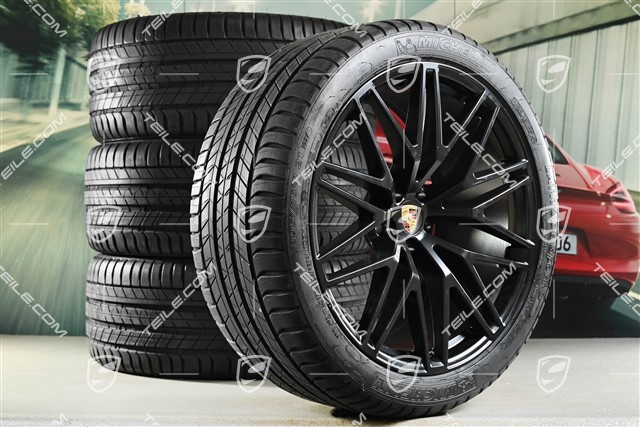 21" RS Spyder Design II summer wheel set, wheel rims 9,5J x 21 ET27 + 10J x 21 ET19 + NEW Michelin summer tyres 265/40 R21 + 295/35 R21, with TPM, black satin matt