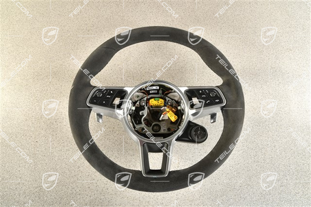 Multifunction steering wheel, 3-spoke, heated, Alcantara Black / Sport Chrono Paket Plus