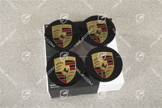 Radzierdeckel Satz, konkav, Wappen farbig, Tiefschwarz Metallic