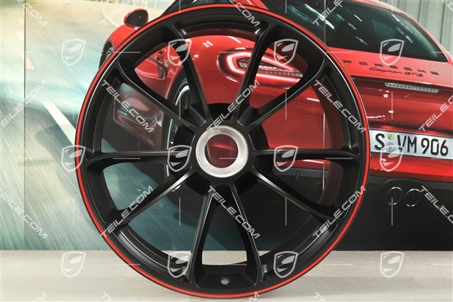 20-inch wheel, GT3, 12J x 20 ET47, black satin mat with red border