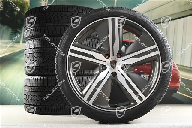 22-inch Macan Exclusive Design winter wheel set, rims 9J x 22 ET29 + 11J x 22 ET47 + NEW Continental winter tyres 255/40 R22 + 295/35 R22, Turbonit