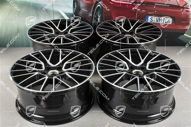 21-inch wheel rim set Cayenne RS Spyder, 11J x 21 ET49 + 9,5J x 21 ET46, for Cayenne Coupé, black high gloss