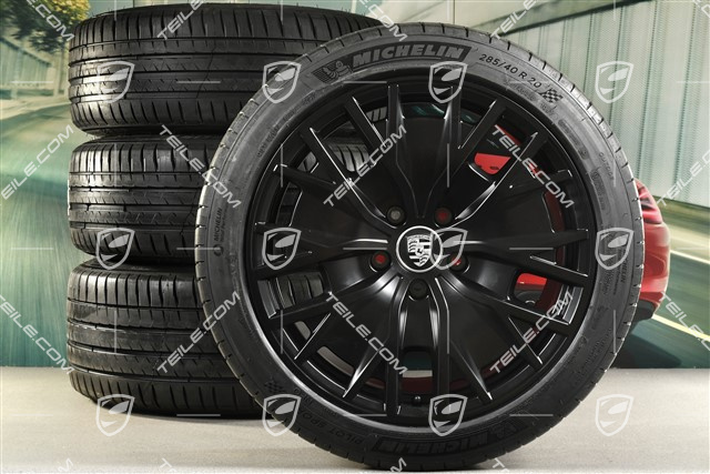 20-inch Turbo S Aero Design summer wheel set, rims 9J x 20 ET54 + 11J x 20 ET60, NEW Michelin summer tyres 245/45 R20 + 285/40 R20, in black satin-mat