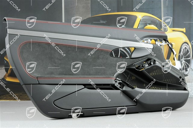 Tapicerka drzwi, GT3 / GT4, skóra/Alcantara, czarna/czerwień indyjska, L Tapicerka drzwi, GT3 / GT4, skóra/Alcantara, czarna/czerwień indyjska, L