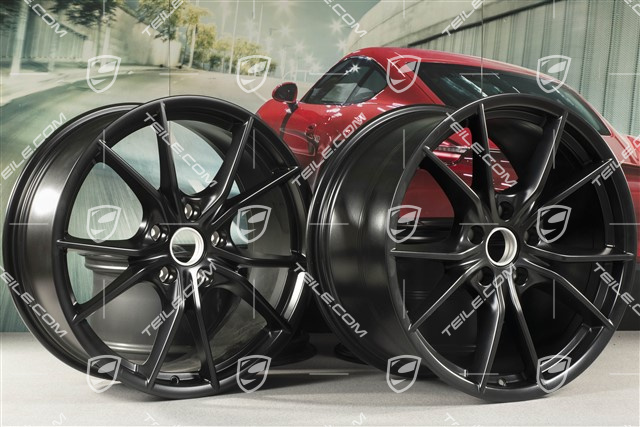 20" Felgensatz Carrera S IV, 8,5J x 20 ET49 + 11J x 20 ET56, für Winterbetrieb, C4/C4S/GTS, Schwarz Seidenmatt