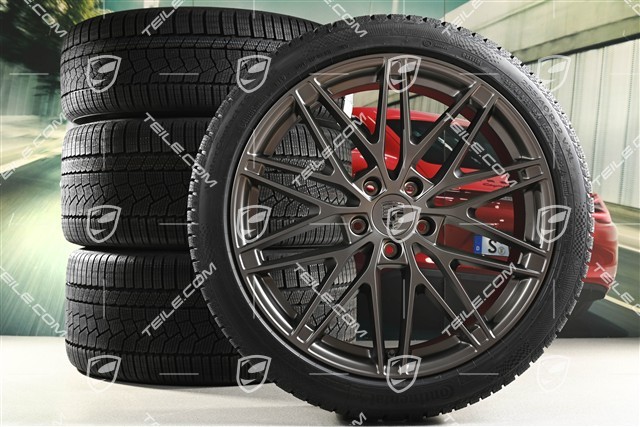 22" Macan RS Spyder Design Winterräder Satz, Felgen 9J x 22 ET29 + 11J x 22 ET47 + Continental Winterreifen 255/40 R22 + 295/35 R22, in Turbonit