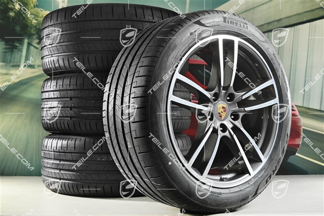 21-inch Cayenne Turbo summer wheel set, rims 9,5J x 21 ET46 + 11,0J x 21 ET49 + Pirelli P Zero summer tyres 285/40 R21 + 315/35 R21