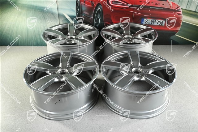 20-inch wheel rim set Carrera Sport, 8,5J x 20 ET57 + 10,5J x 20 ET47, Platinum silver metallic