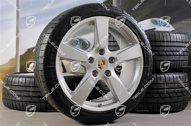 19-inch Cayman S summer wheel set, 8J x 19 ET57 + 9,5J x 19 ET45, tyres 235/40 ZR19 + 265/40 ZR19 + TPM