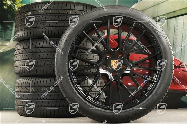 21-inch Cayenne RS Spyder summer wheel set, rims 9,5J x 21 ET46 + 11,0J x 21 ET49 + Pirelli P Zero summer tyres 285/40 R21 + 315/35 R21, black satin matt