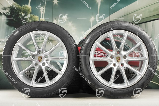 20-inch Cayenne COUPE Design winter wheel set, rims 9J x 20 ET50 + 10,5J x 20 ET55 + NEW Pirelli winter tyres 275/45 R20 + 305/40 R20, with TPMS, DOT/prod.year 2020