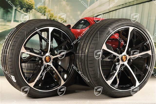 21" Cross Turismo design summer wheel set, rims 9.5J x 21 ET60 + 11.5J x 21 ET66 + NEW Goodyear summer tyres 265/35 R21 + 305/30 R21, black high gloss