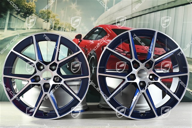 20+21" Carrera S Felgensatz, 8,5J x20 ET50 + 11,5J x 21 ET79, Enzian Blau