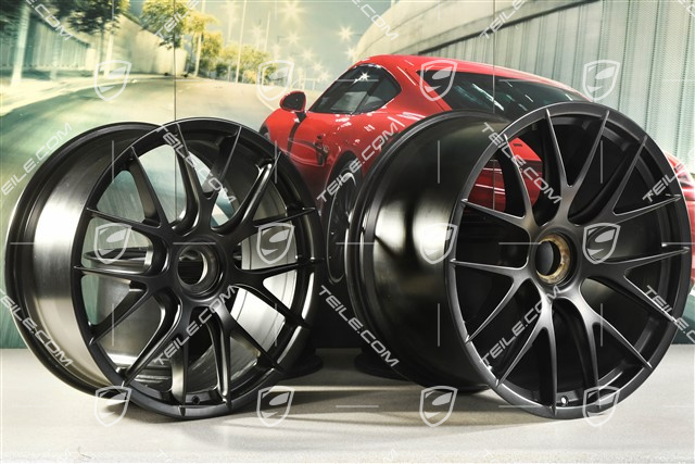 20"+21" GT2RS/GT3RS Magnesium Radsatz / Felgensatz, Felgen 9,5 J x 20 ET50 + 12,5 J x 21 ET48, Schwarz seidenglanz