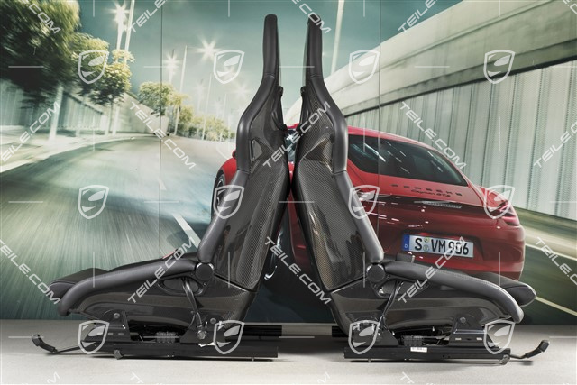 Bucket seats, collapsible, heating, leather, black, L+R