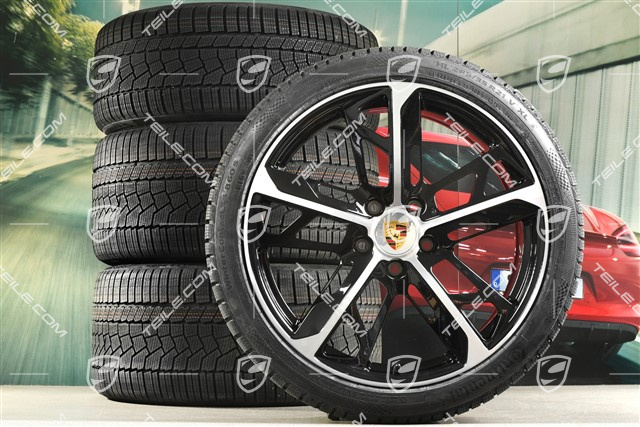 21" Cross Turismo Design Winterräder Satz, Felgen 9,5J x 21 ET60 + 11,5J x 21 ET66 + Continental Winterreifen 265/35 R21 + 305/30 R21, schwarz hochglanz