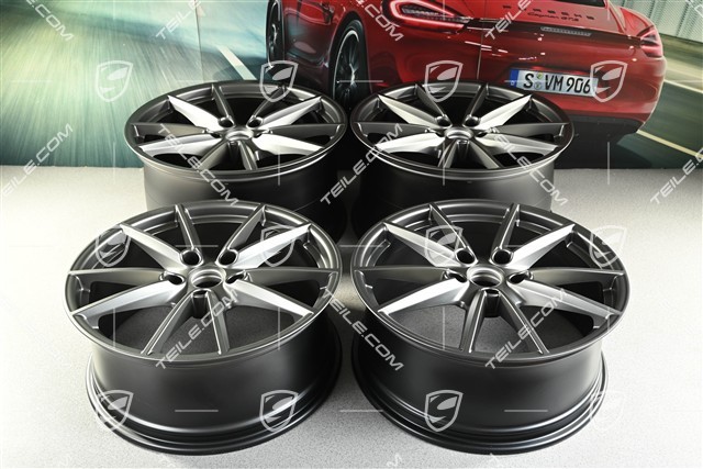 20"+21" wheel rim set Carrera S, 8,5J x 20 ET53 + 11J x 21 ET66, platinum satin matt