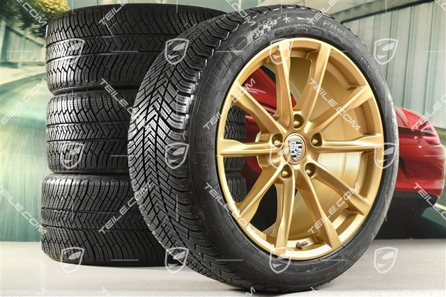 19-inch Boxster S winter wheels set, rims 8J x 19 ET57 + 10J x 19 ET45 + NEW Michelin Pilot Alpin 4 winter tires 235/40 R19 +265/40 R19, aurum satin matt