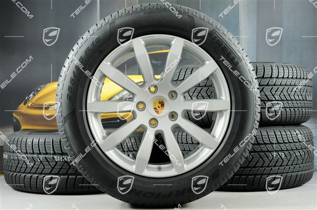 19-inch Cayenne S winter wheel set, rims 8,5J x 19 ET47 + 9,5J x 19 ET54 + NEW Pirelli winter tyres 255/55 R19 + 275/50 R19, with TPMS
