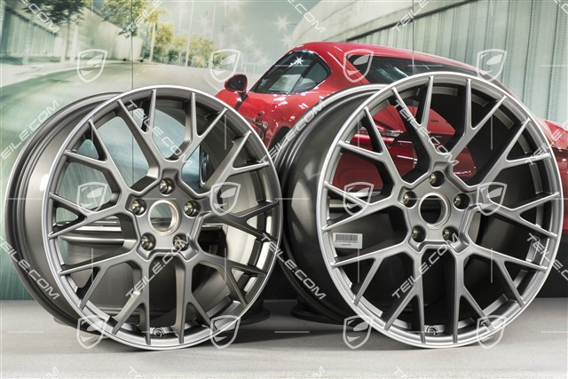 20+21-inch wheel rim set RS Spyder, rims: front 8,5J x 20 ET53 + rear 11,J x 21 ET67, platinum satin matt