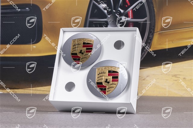 Hub cap set, platinum silver, crest coloured