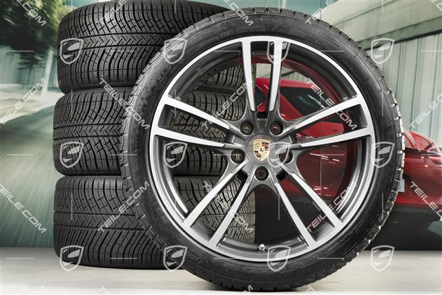 21-inch Cayenne Turbo winter wheel set, rims 9,5J x 21 ET46 + 11,0J x 21 ET58 + Michelin winter tyres 275/40 R21 + 305/35 R21, with TPMS, Titanium