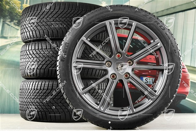 20-inch Panamera Turbo Winter wheel set, wheel rims 9,5J x 20 ET71 + 10,5J x 20 ET71 + NEW Pirelli winter tyres 275/40 R20 + 315/35 R20, Adamantium