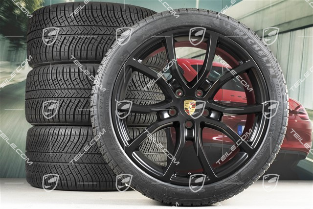 21-inch Cayenne COUPE Exclusive Design winter wheel set, rims 9,5J x 21 ET46 + 11,0J x 21 ET49 + NEW Michelin Pilot Alpin 5 winter tyres 275/40 R21 + 305/35 R21, with TPMS,  black satin-mat