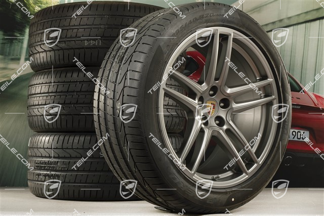 20-inch Turbo summer wheels set, rims 9J x 20 ET26 + 10J x 20 ET19 + NEW Pirelli summer tyres 265/45 R20 + 295/40 R20, Platinum, with TPMS