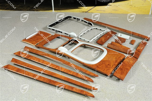 Interior equipment, high-gloss, olive ash burl wood, set