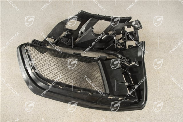 Front bumper retainer frame / grille / vent, lateral, GT4, Black matte, R