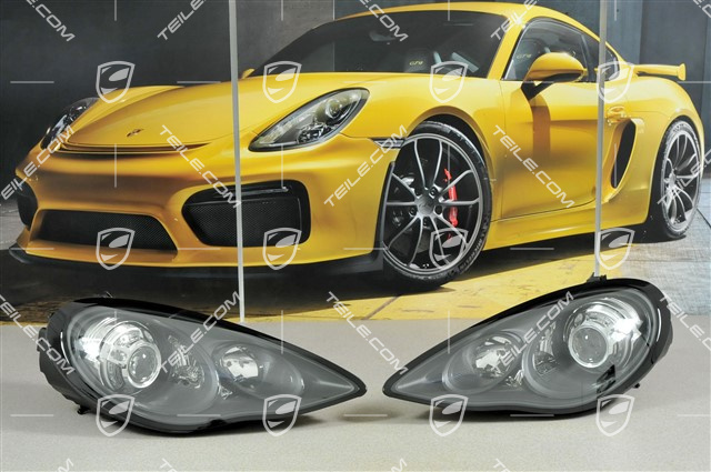 Xenon headlight set, bi-xenon, Turbo, black, L+R