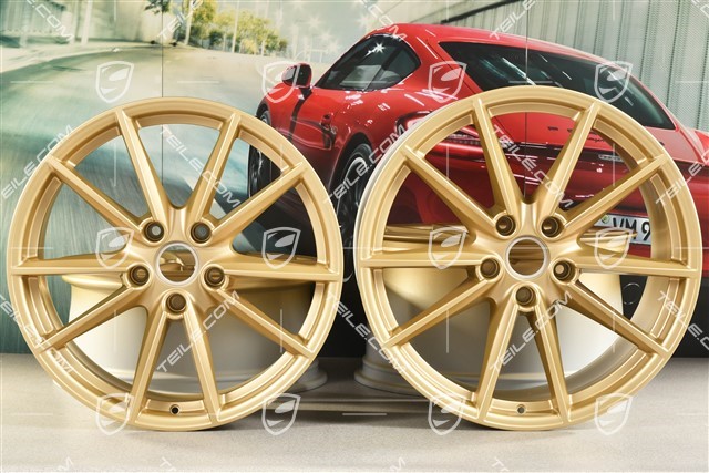 20"+21" wheel rim set Carrera S, 8,5J x 20 ET53 + 11J x 21 ET66, aurum satin matt