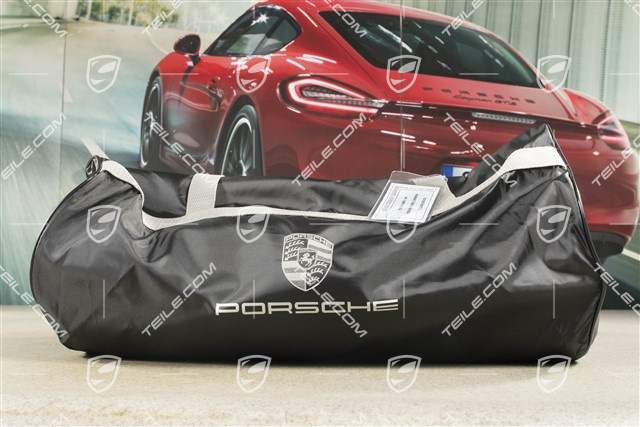 Fahrzeugabdeckung mit Porsche Wappen, ohne Spoiler, mit Aussenspiegel (links)