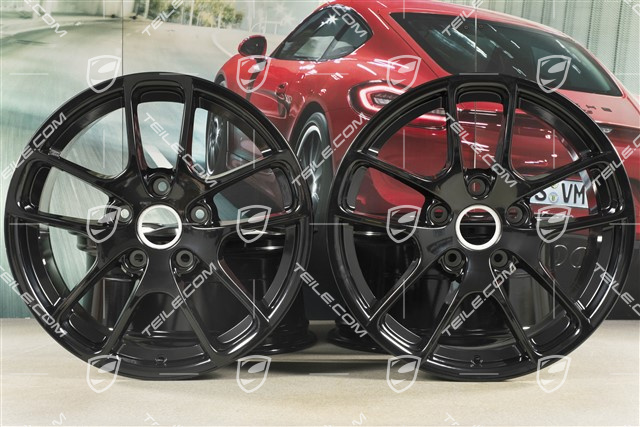 18-inch wheel rim set "Cayman III", 8J x 18 ET57 + 9J x 18 ET47, black high gloss