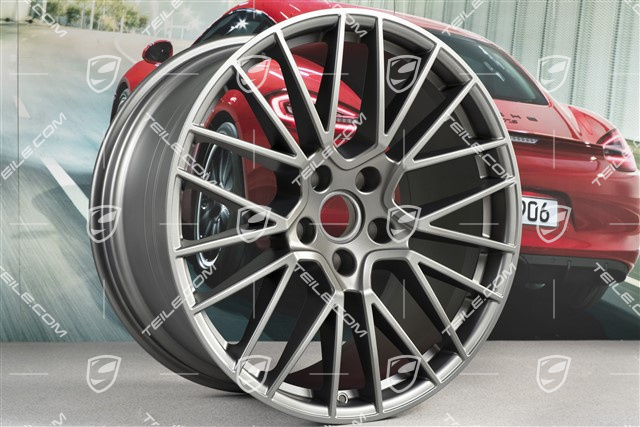 21-inch wheel rim set Cayenne RS Spyder, 11J x 21 ET58 + 9,5J x 21 ET46, Platinum satin matt