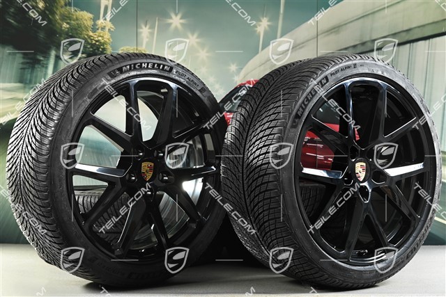 21-inch Panamera SportDesign Winter wheel set, wheel rims 9,5J x 21 ET71 + 10,5J x 21 ET71 + Michelin Pilot Alpin 5 winter tyres 275/35 R21 + 315/30 R21, black high gloss