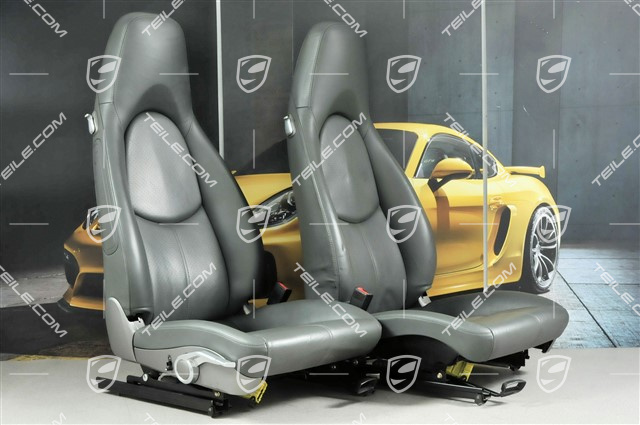 Seats, manual adjustable, leather, Stone grey, set (L+R)