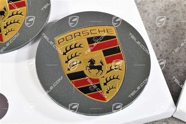 Radzierdeckel Satz, Wappen farbig, vesuvgrau