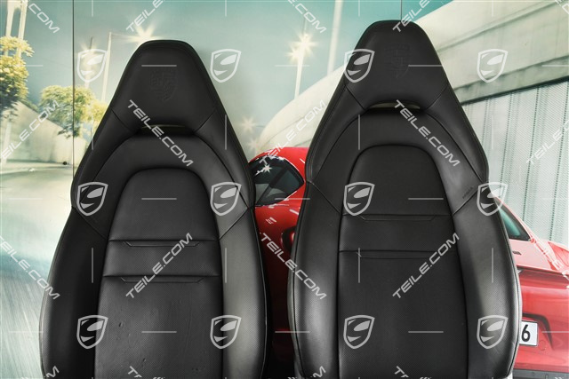 Sitze, el. einstellbar, Porsche Wappen, Leder, schwarz, Satz (L+R)