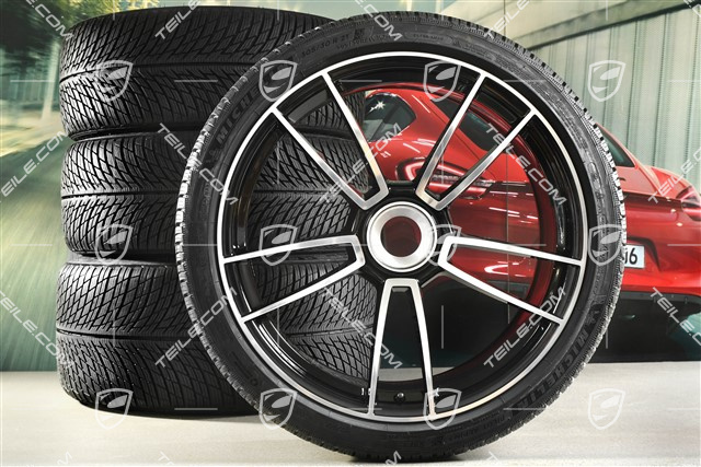 20"+21" Turbo S Winterräder Satz, Zentralverschluss Felgen 8,5J x 20 ET40 + 11J x 21 ET66 + NEUE Michelin Winterreifen 245/35 R20 + 305/30 R21
