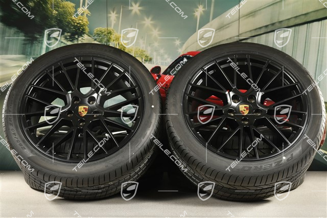 21-inch Cayenne RS Spyder summer wheel set, rims 9,5J x 21 ET46 + 11,0J x 21 ET58 + Pirelli P Zero summer tyres 285/40 R21 + 315/35 R21, with TPMS, black satin matt