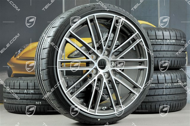 20-inch Turbo IV wheels set, rims 8,5J x 20 ET57 + 10,5J x 20 ET47 + Pirelli summer tires 235/35 ZR20 + 265/35 ZR20, with TPMS